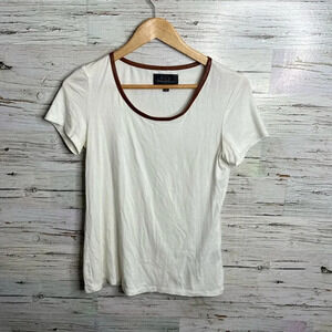 P J K Patterson J Kincaid Tee shirt white brown size  medium
